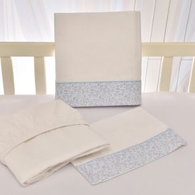 Jogo de Lençol Bebê de Percal Soft 150 Com Fita Provençal Azul 3 Peças... - TexNew Bebê