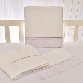 Jogo de Lençol Bebê de Percal Soft 150 Com Fita Provençal Lilás 3 Peça... - TexNew Bebê