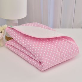 Edredom Bebê Tricoline Bolinha Rosa - TexNew Bebê