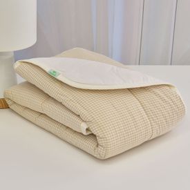 Edredom Bebê Tricoline Xadrez Bege - TexNew Bebê