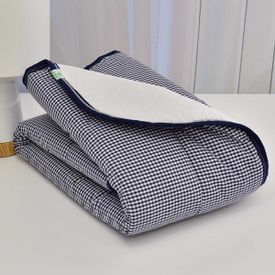 Edredom Bebê Tricoline Xadrez Marinho - TexNew Bebê