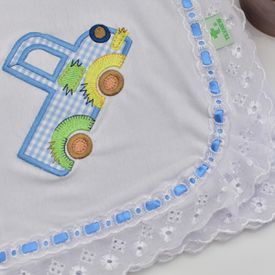 Manta Bebê Malha Caminhão Azul - TexNew Bebê