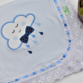 Manta Bebê Malha Nuvem Azul - TexNew Bebê