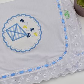 Manta Bebê Malha Pipa Moldura Azul - TexNew Bebê