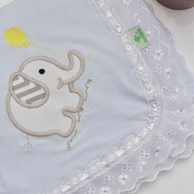 Manta Bebê Malha Elefantinho Branco - TexNew Bebê