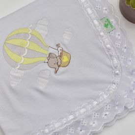 Manta Bebê Malha Elefantinho No Balão Branco - TexNew Bebê