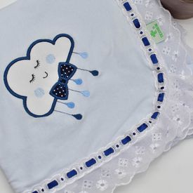 Manta Bebê Malha Nuvem Marinho - TexNew Bebê
