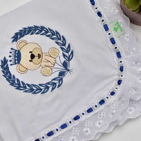 Manta Bebê Malha Ursinho De Coroa Marinho - TexNew Bebê
