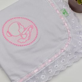 Manta Bebê Malha Bailarina Moldura Rosa - TexNew Bebê
