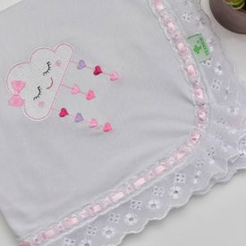 Manta Bebê Malha Nuvem Rosa - TexNew Bebê
