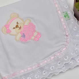 Manta Bebê Malha Ursinha Bailarina Rosa - TexNew Bebê