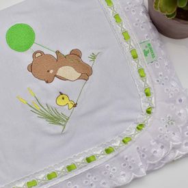 Manta Bebê Malha Ursinho E Patinho Verde - TexNew Bebê
