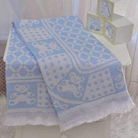 Manta Bebê Jacquard Charmozinha Azul - TexNew Bebê
