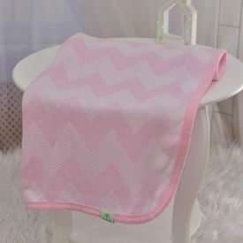 Manta Bebê Jacquard Chevron Rosa - TexNew Bebê