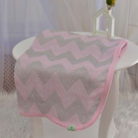 Manta Bebê Jacquard Chevron Rosa e Cinza - TexNew Bebê