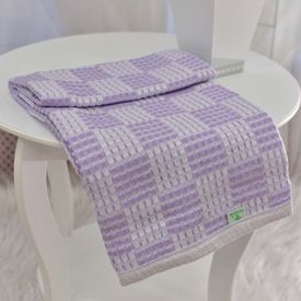 Manta Bebê Jacquard Xadrez Lilás - TexNew Bebê