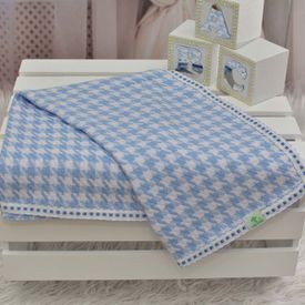 Manta Bebê Pied de Poule Azul - TexNew Bebê