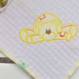 Manta Bebê Piquet Ursinho Deitado Amarelo - TexNew Bebê