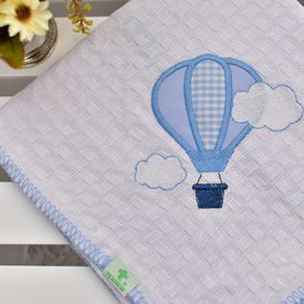 Manta Bebê Piquet Balãozinho Azul - TexNew Bebê