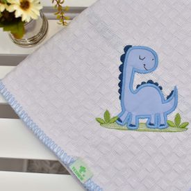 Manta Bebê Piquet Dino Azul - TexNew Bebê