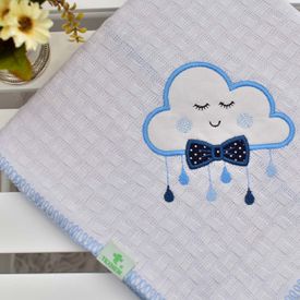 Manta Bebê Piquet Nuvem Azul - TexNew Bebê