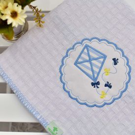 Manta Bebê Piquet Pipa Moldura Azul - TexNew Bebê
