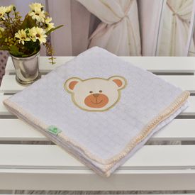 Manta Bebê Piquet Urso Rostinho Bege - TexNew Bebê