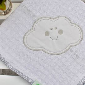 Manta Bebê Piquet Nuvem Feliz Cinza - TexNew Bebê
