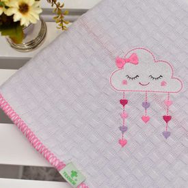 Manta Bebê Piquet Nuvem Pink - TexNew Bebê