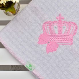 Manta Bebê Piquet Coroa Rosa - TexNew Bebê