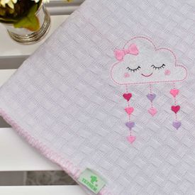 Manta Bebê Piquet Nuvem Rosa - TexNew Bebê