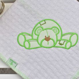 Manta Bebê Piquet Ursinho Deitado Verde - TexNew Bebê