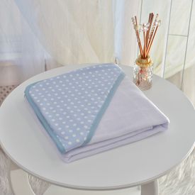 Toalha Bebê Quadrada Com Forro e Capuz Bolinhas Azul - TexNew Bebê