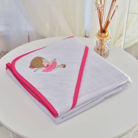 Toalha Bebê Quadrada Modinha Com Forro e Capuz Bailarina Pink - TexNew Bebê