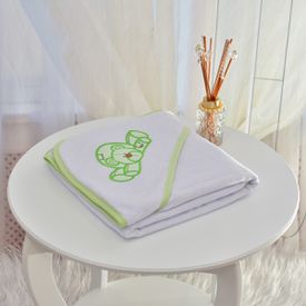 Toalha Bebê Quadrada Modinha Com Forro e Capuz Ursinho Deitado Verde - TexNew Bebê