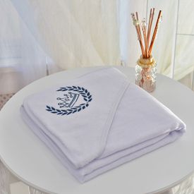 Toalha Bebê Quadrada Com Forro e Capuz Coroa Marinho - TexNew Bebê
