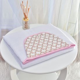 Toalha Bebê Retangular GG Com Forro e Capuz Floral - TexNew Bebê
