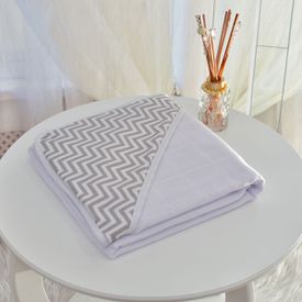 Toalha Bebê Quadrada Com Forro e Capuz Chevron Cinza - TexNew Bebê