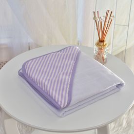 Toalha Bebê Quadrada Com Forro e Capuz Listrinhas Lilás - TexNew Bebê