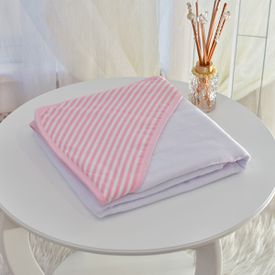 Toalha Bebê Quadrada Com Forro e Capuz Listrinhas Rosa - TexNew Bebê