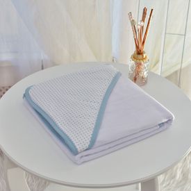 Toalha Bebê Quadrada Com Forro e Capuz Poazinhos Azul - TexNew Bebê