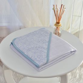 Toalha Bebê Quadrada Com Forro e Capuz Provençal Azul - TexNew Bebê