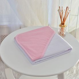 Toalha Bebê Quadrada Com Forro e Capuz Xadrez Rosa - TexNew Bebê
