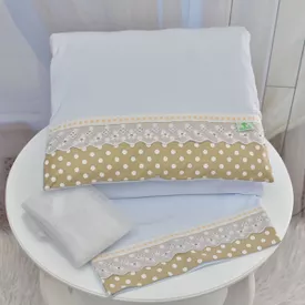 Kit Para Carrinho Bebe Bolinha Bege - TexNew Bebê