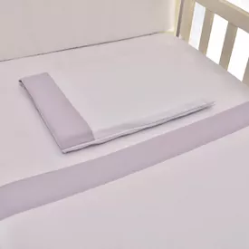 Jogo de Lençol Bebê de Malha Com Fita Lilás 3 Peças - TexNew Bebê