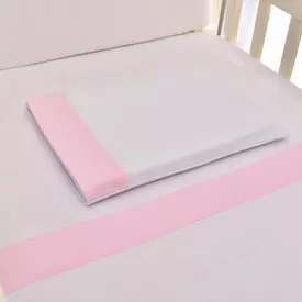 Jogo de Lençol Bebê de Malha Com Fita Rosa 3 Peças - TexNew Bebê