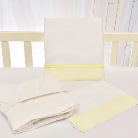 Jogo de Lençol Bebê de Percal Soft 150 Com Fita Amarela 3 Peças - TexNew Bebê