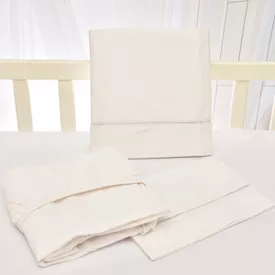 Jogo de Lençol Bebê de Percal Soft 150 Ouro Branco 3 Peças - TexNew Bebê