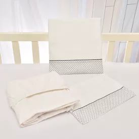 Jogo de Lençol Bebê de Percal Soft 150 Com Fita Poazinho Marinho 3 Peç... - TexNew Bebê