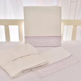 Jogo de Lençol Bebê de Percal Soft 150 Com Fita Provençal Lilás 3 Peça... - TexNew Bebê